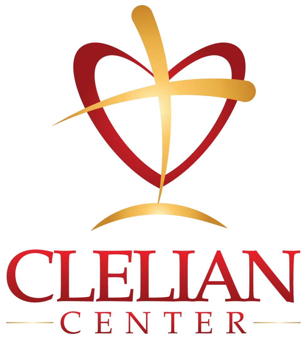 Clelian Center Logo with a grided background